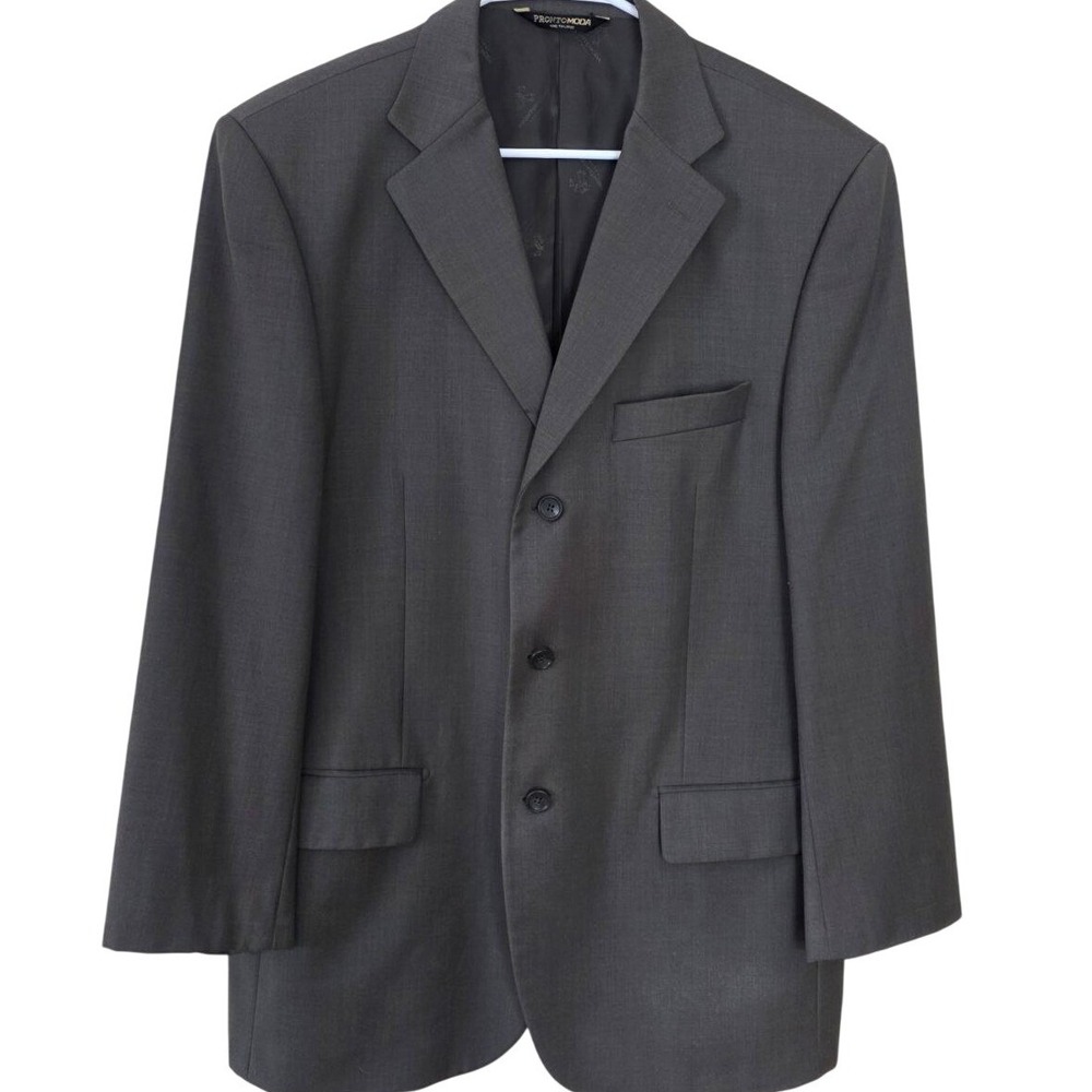 ProntoModa Italia Mens Blazer Suit Jacket Olive Merino‎ Wool Super 140s Size 40